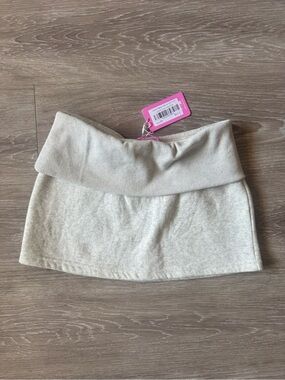 Edikted Cream Ribbed Mini Skirt